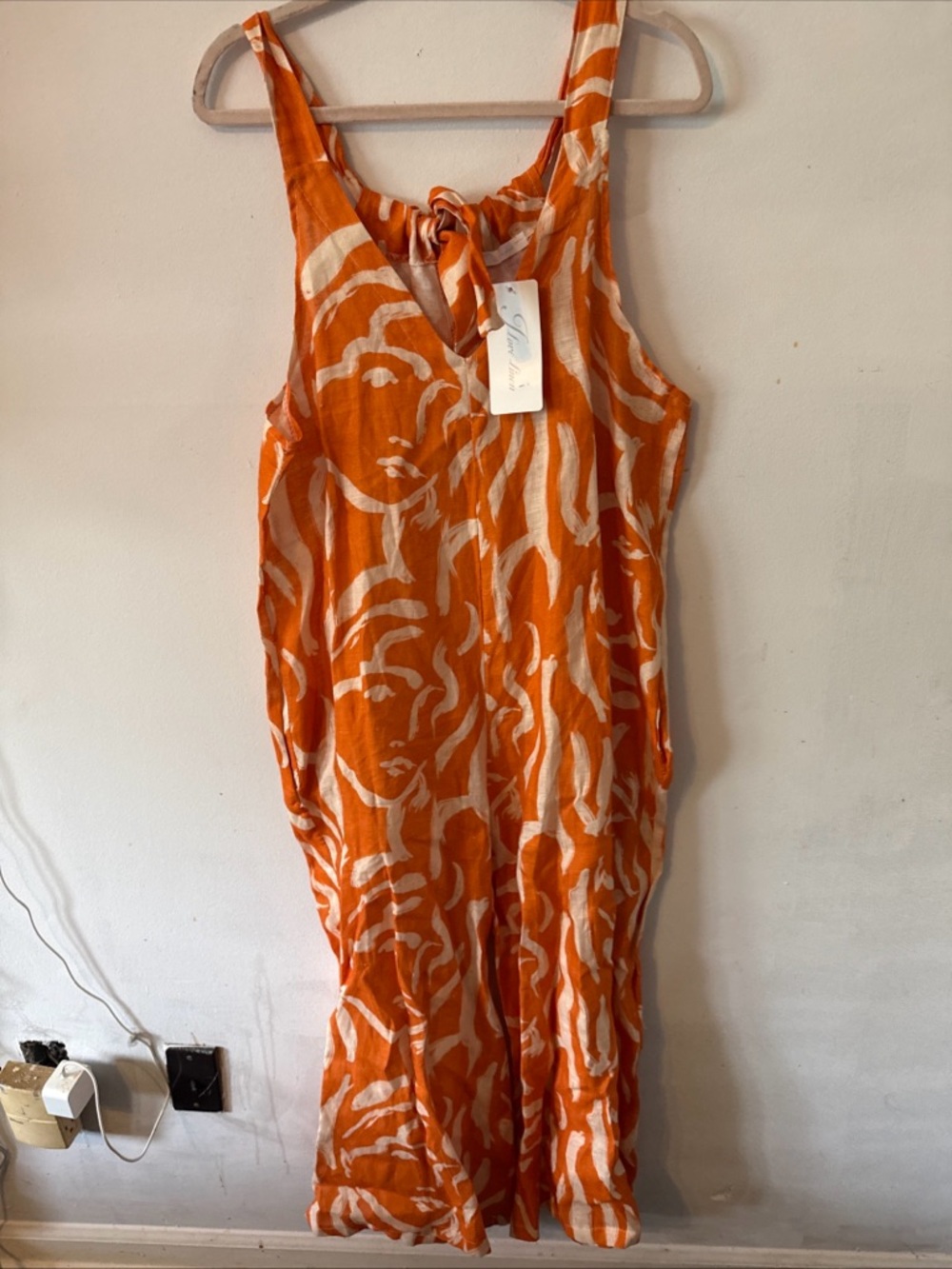 Jumpsuit Women Casual Summer Ir   V Neck Romper, Womens Sz M Orange A26